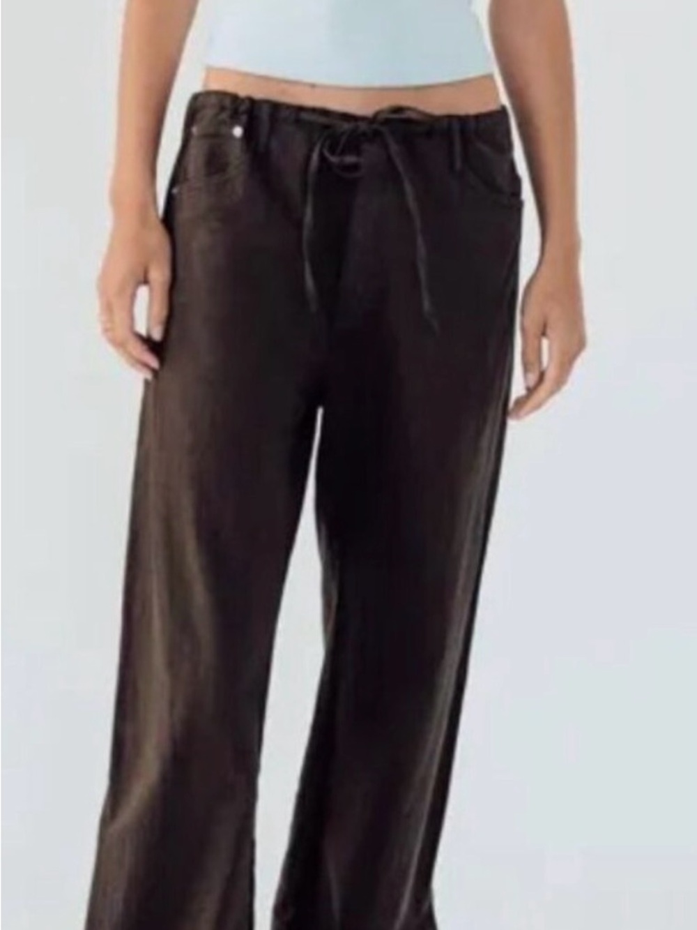 Zara Brown Wide-Leg Drawstring Jeans